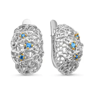 Серьги из серебра 925 с фианитами
