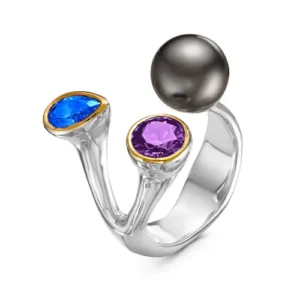 Кольцо из серебра 925 с фианитами и жемчугом